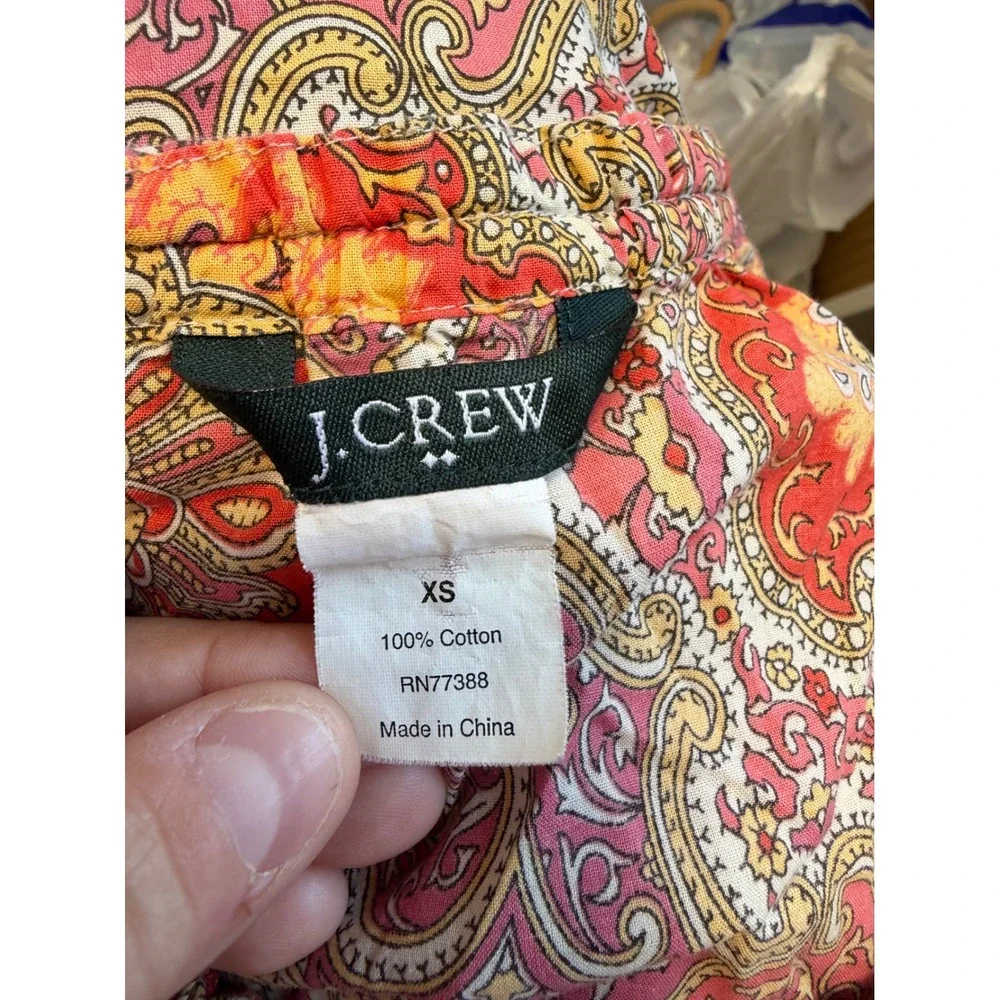 Vtg Y2K J Crew Paisley Strapless Shift Dress Womens XS Aztec Geometric Retro